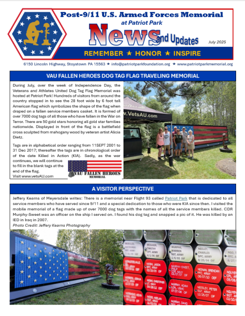 VAU FALLEN HEROES DOG TAG FLAG TRAVELING MEMORIAL